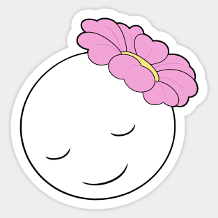 Calm Smile Pink Flower Head Sticker